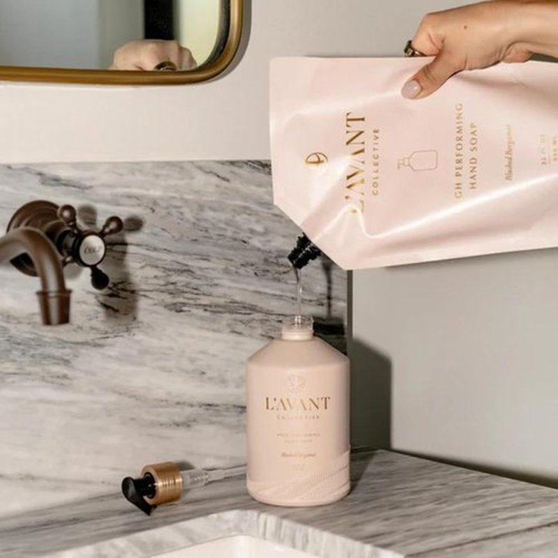 L'AVANT Collective Hand Soap - Luxurious Bergamot & Orange Blossom Scent | 16 Fl Oz Reusable Glass Bottle