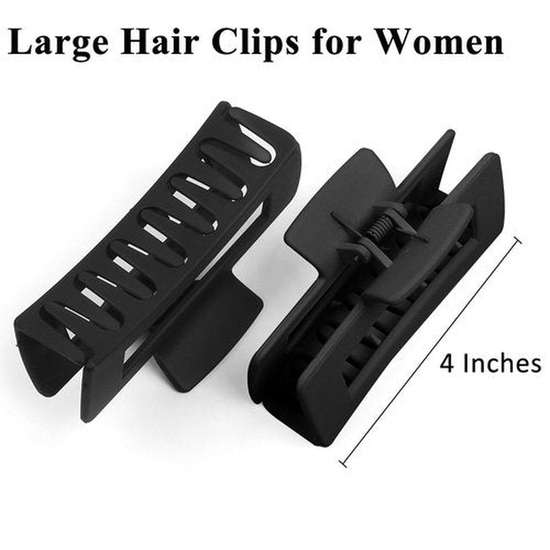 Hair Clips for Women - 4 Inch Large Claw Clips for Thin Thick Long Curly Hair, Strong Hold Big Square Jaw Clip Fashion Accessories for Women, 3 Pack Black Claw Clip