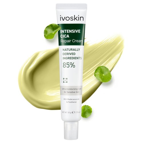 IVOSKIN Cica Redness Relief Treatment Cream - Soothing Green Moisturizer with Madecassoside for Sensitive Skin | Vegan Korean Skincare (1.76oz / 50g)