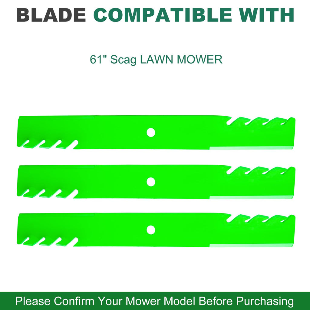 JSXDNWYJ Mower Mulching Blades for S Cag F erris 61" 481708 481712 482787 482879 48111 1520842 5101755 Hus qvarna 539101733 (3 Pack)
