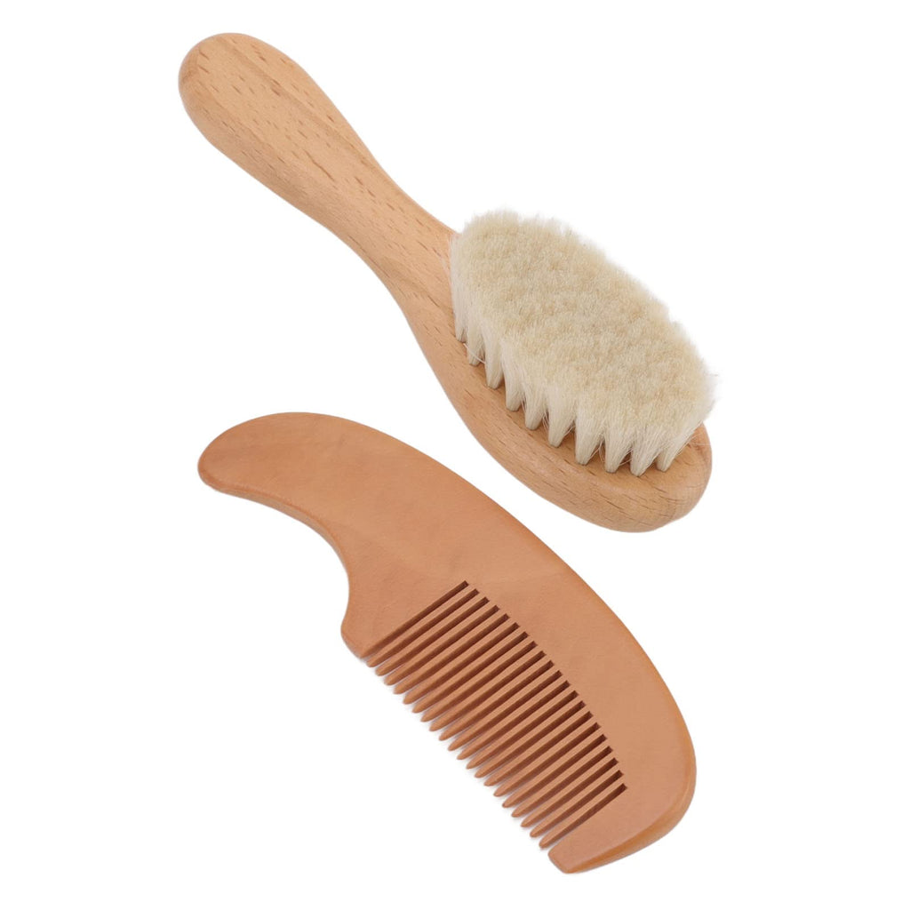 Hair Brush and Comb for Men, Soft Brush with Wood Handle, Wooden Comb for Hair and Beard, Gentle Styling Scalp Care Grooming Kit