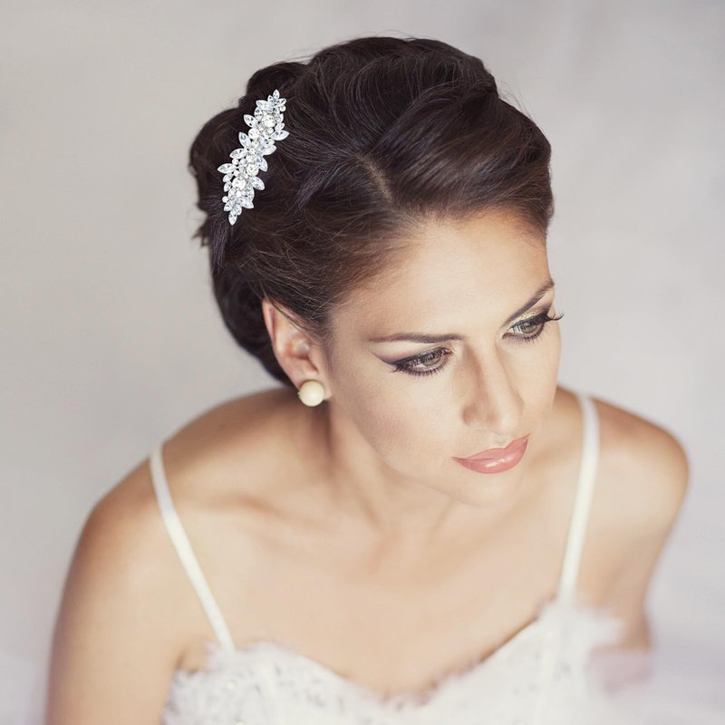 WHAVEL 4PCS Silver Rhinestone Hair Clips - Bride Barrettes Fancy Wedding Prom Formal Hair Accessories for Women