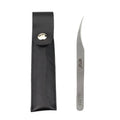 Qeelasee 1 PC Dolphin Tweezers, Stainless Steel, Anti-Magnetic & Anti-Static, Hard & High-Precision, Curved, Black Leather Case, False-Eyelashes Tweezers