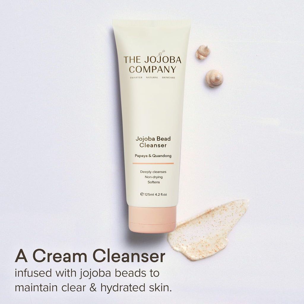 Jojoba The Company Bead Cleanser with Papaya & Quandong – Creamy Exfoliating Face Wash for All Skin Types – Hydrating & Gentle Daily Cleanser Beads for Smooth, Radiant Skin – 125ml