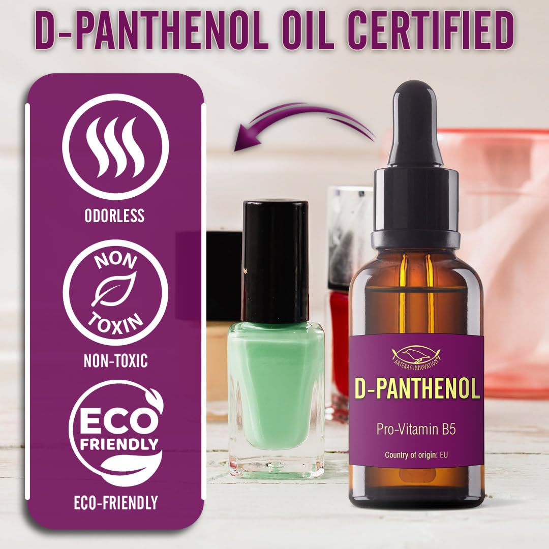 Artekas Innovation - D-PANTHENOL - Oil - Cosmetic Grade - 76.9% Concentration - for Homemade Skin, Hair and Nail Products - 0.35 Oz