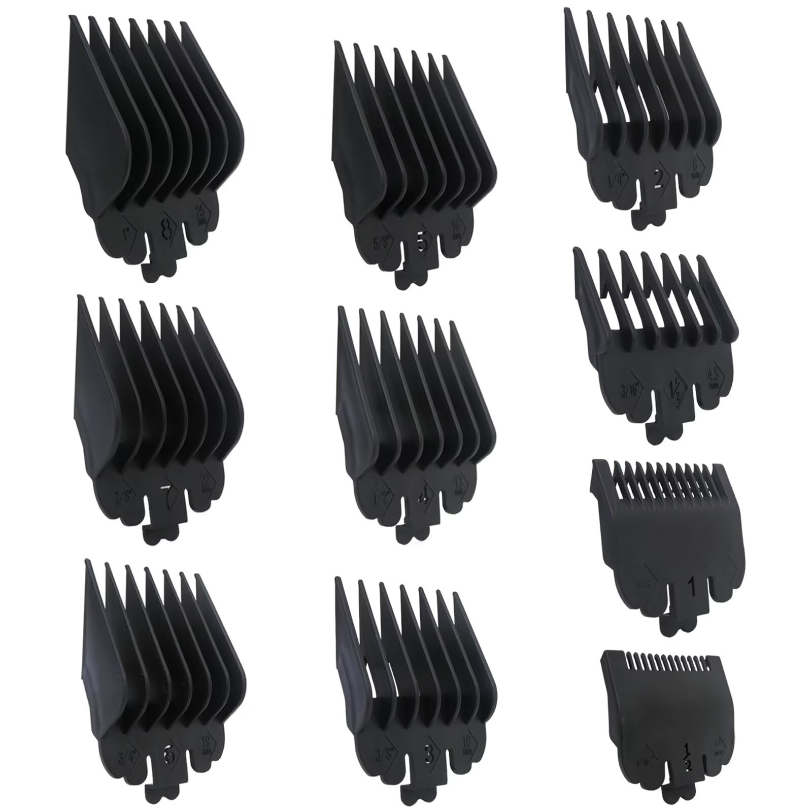 10 Pack Clipper Guards Set Replacement Fits for Conair HC224W/HC244NGBV/HCT242WR - 1/16" to 1", Updated by Loner