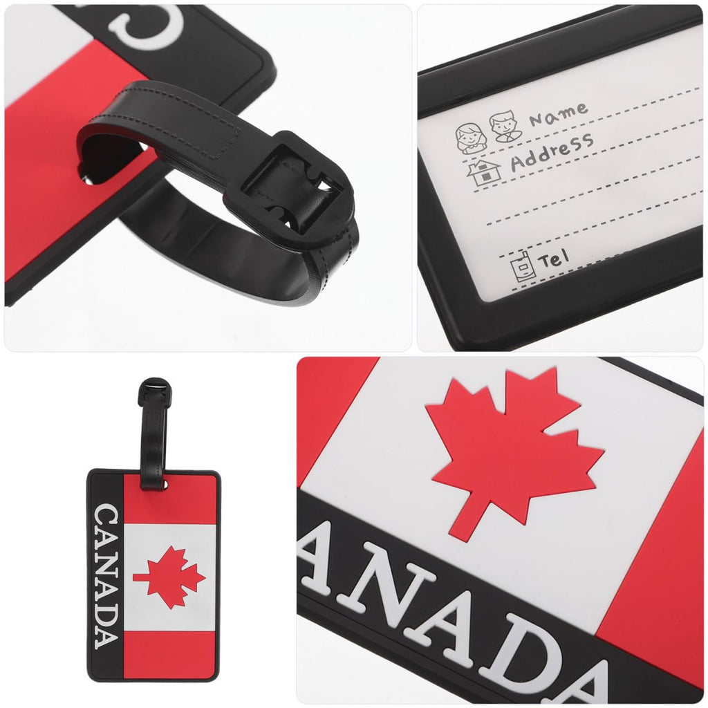 Didiseaon Luggage Labels for Suitcases - 2 Pack Canadian Flag PVC Baggage Identifier with Privacy Card, Lightweight Suitcase Markers with Secure Strap for Luggage Backpack Handbag