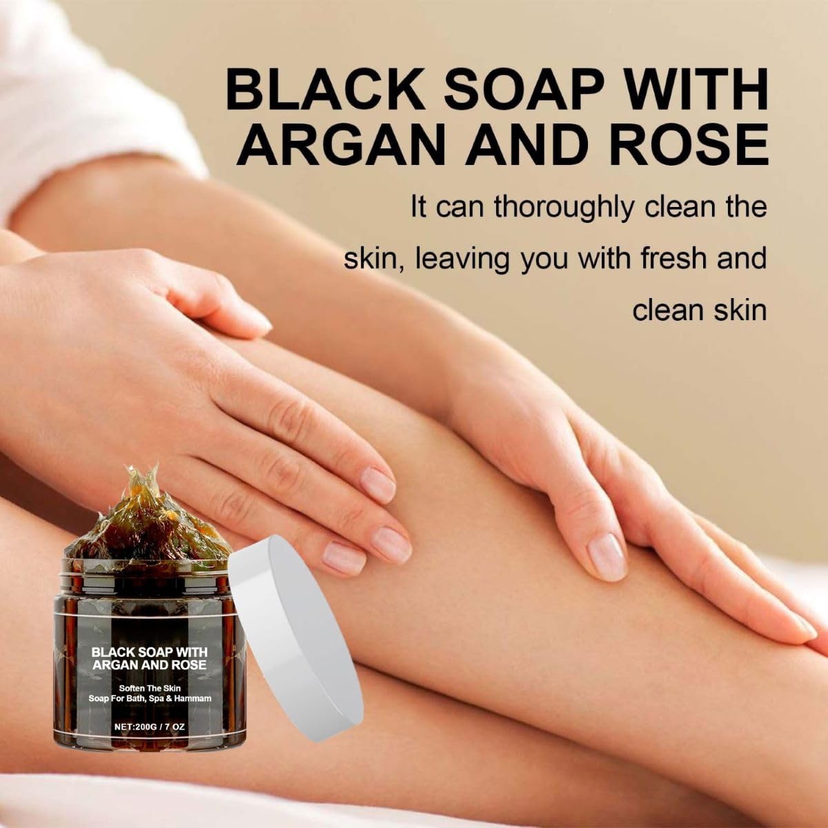 Morocco Black Soap With Argan And Rose, Morocco Black Beldi Soaps, Moroccan BlackSoap Hammam, for Exfoliating and Cleansing Moisturizing Skin (2)