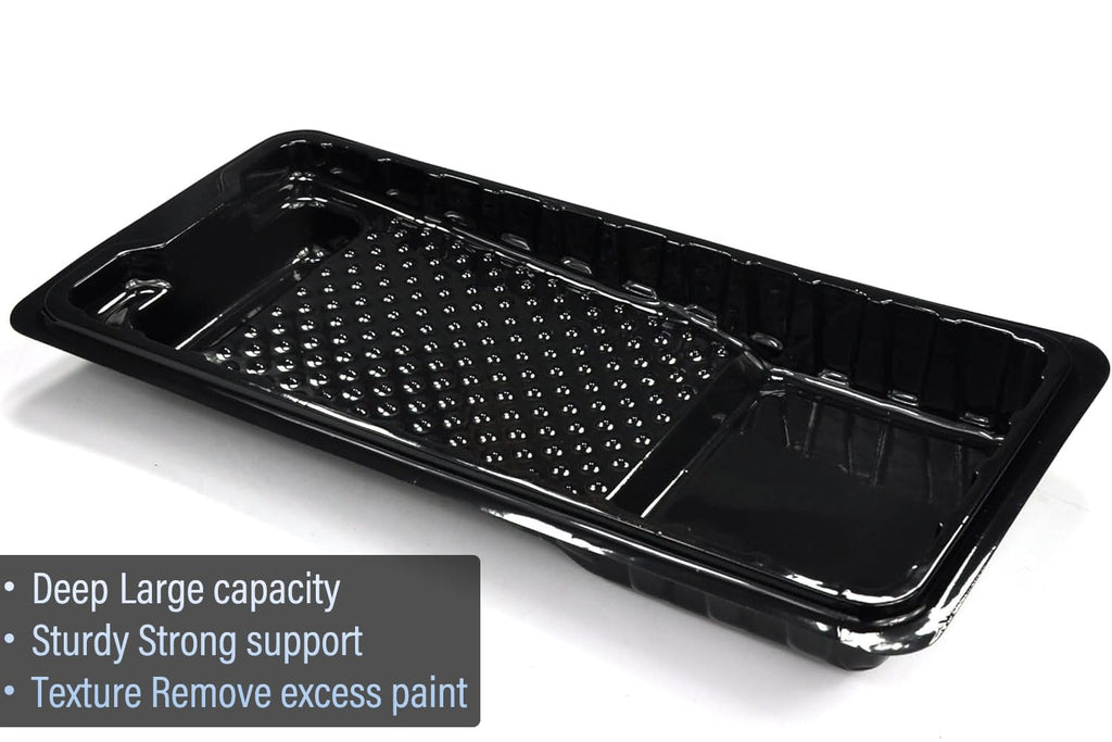 Great Andrew Jumbo Paint Roller Tray Liner 4 Inch, 12 PCS Disposable Small Plastic Paint Trays Liners Perfect for Smaller Projects, DIY Painting etc. (Black)