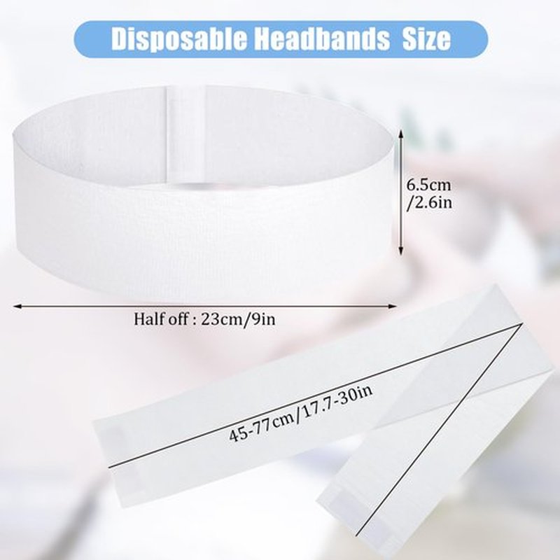 obeoby 100 Pcs Disposable Spa Headband for Women, Stretch Non-woven Disposable Skincare Facials Headbands for Esthetician Supplies, Spa