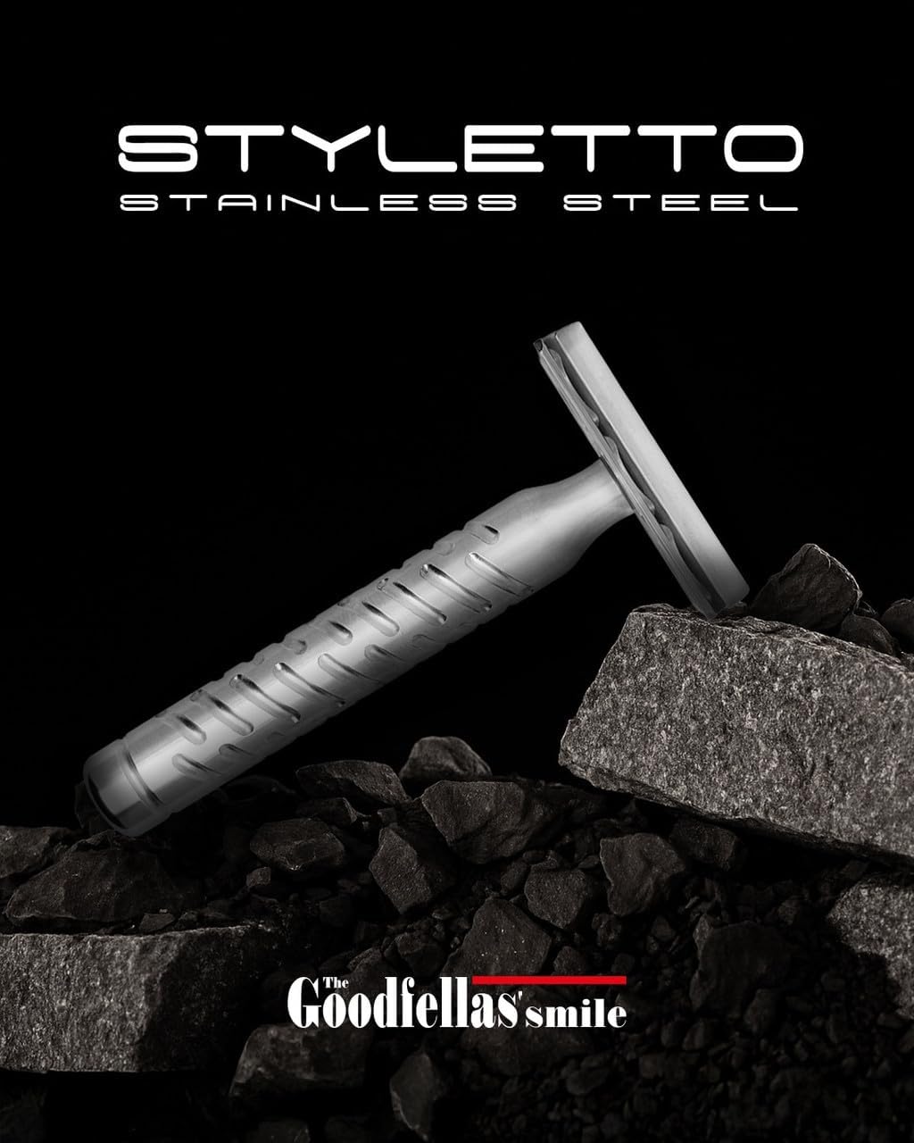 The Goodfellas' Smile Styletto V2 Double Edge Safety Razor – 100% Stainless Steel, High Luster Finish | Made in Italy Computer Designed Head for Precise, Efficient & Comfortable Wet Shaving