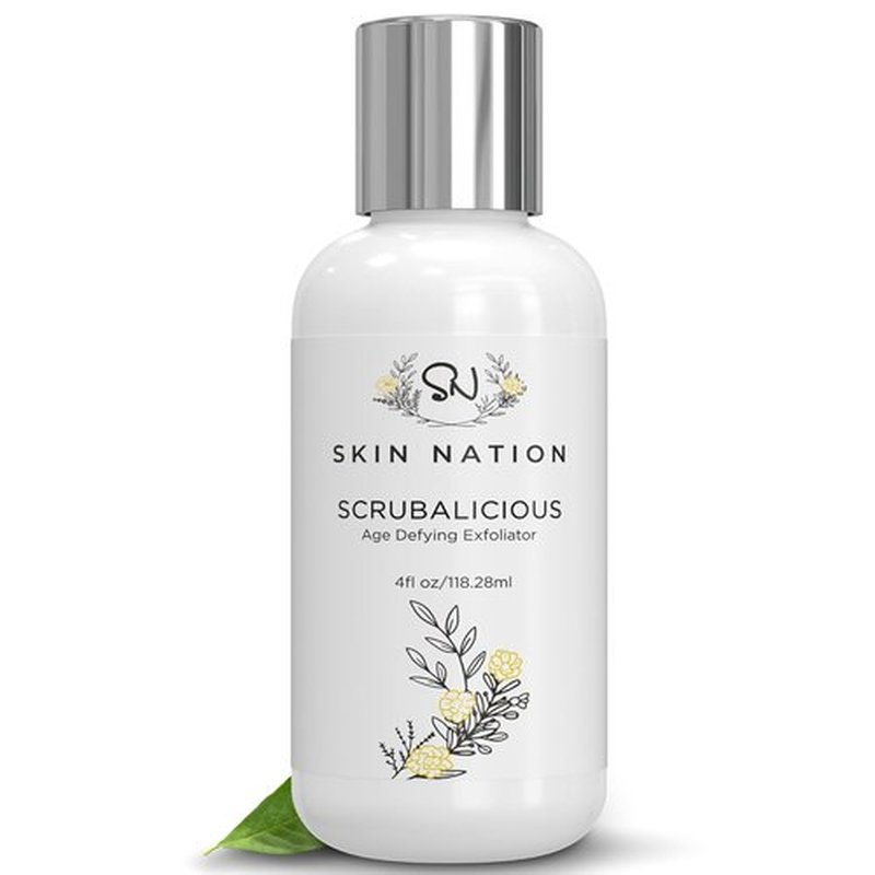 Skin Nation Scrubalicious Exfoliator - Gentle Face Scrub with Glycolic Acid & Aloe Vera | 4 oz Hydrating Cleanser