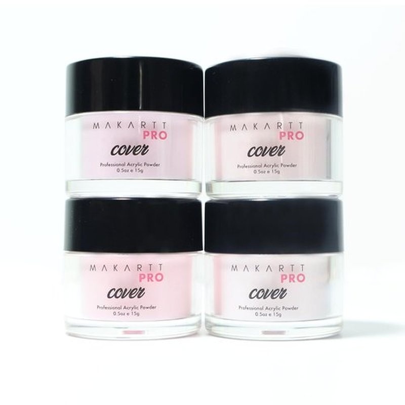 MakarttPro Acrylic Powder Set - 4 Cool Tone Colors 0.5oz for Nail Extension & Sculpting | Professional Pink Essentials