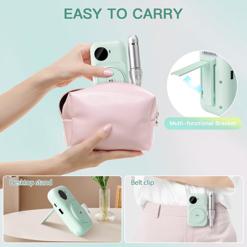 Madenia Rechargeable Professional Nail Drill Machine - 45000 RPM Portable Electric Nail File E File for Acrylic Gel Nails,Suitable for Salon Home Travel Manicure Use, Green
