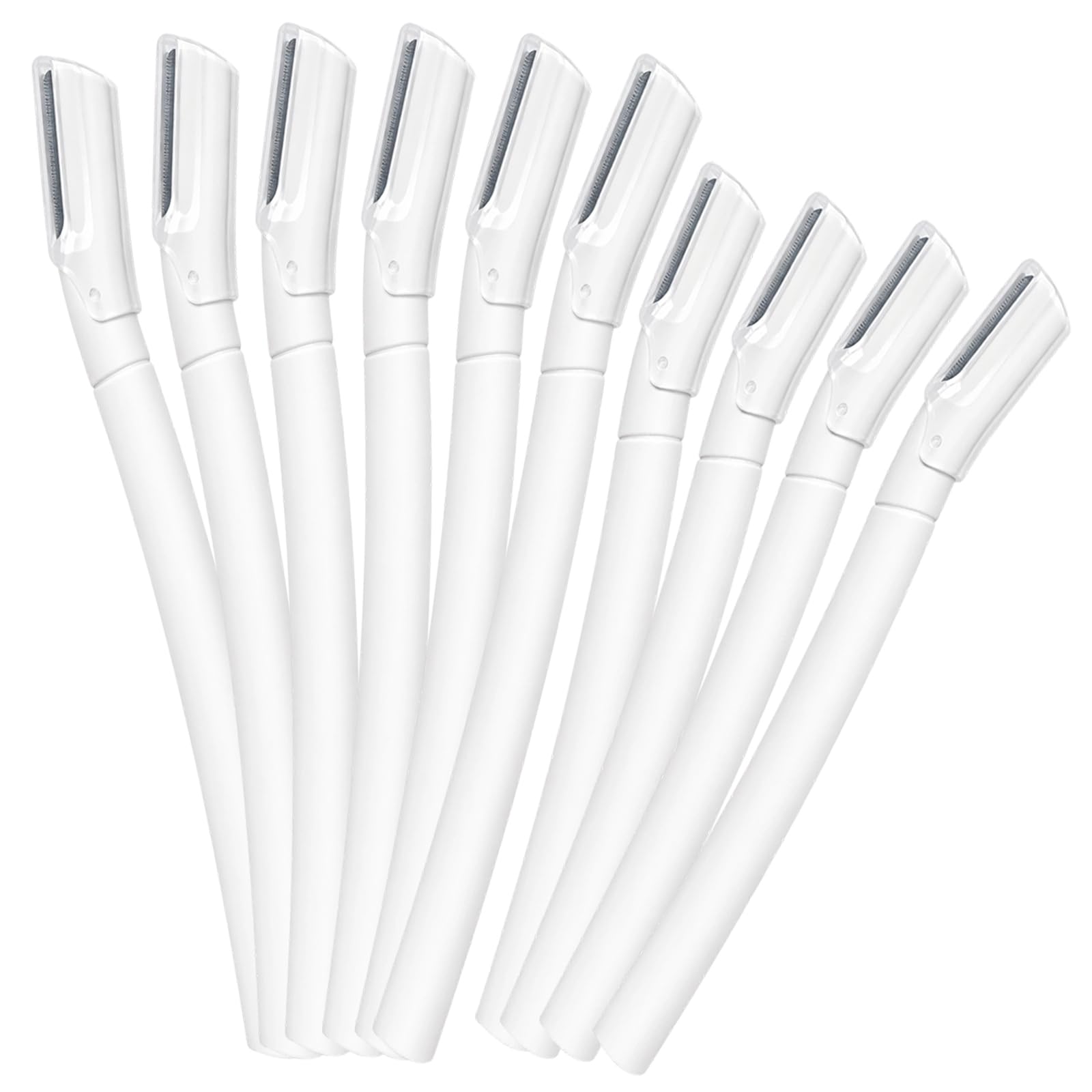 Dermaplane Razor for Women Face, 10 Pack Professional Facial Hair Removal & Dermaplaning Tool for Peach Fuzz, Eyebrow Shaping and Gentle Exfoliation (White)