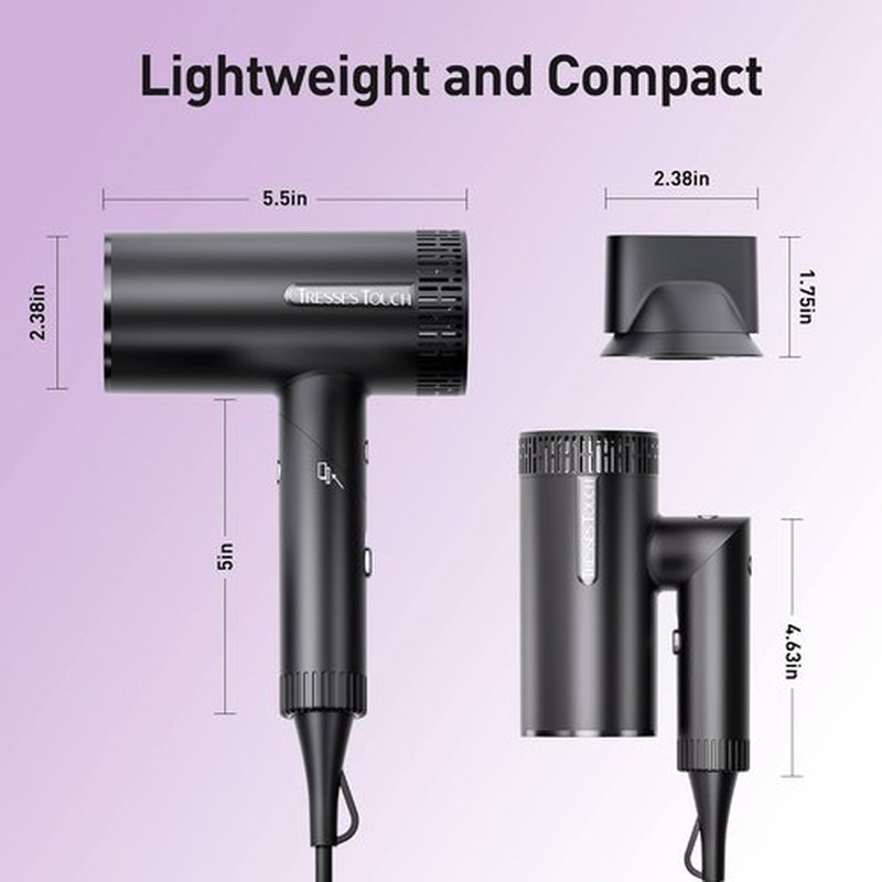 Skiennix Hair Dryer - High-Speed Ionic Blow Dryer with 1600 Watt Motor | Lightweight & Foldable for Travel