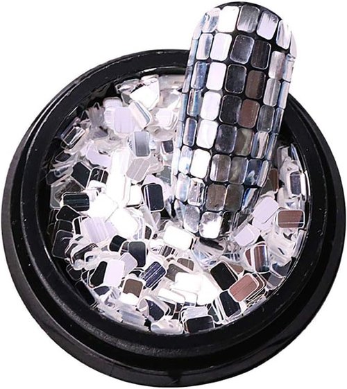 Nail Sequins Silver Square Sequins Nail Art Supply for Nails Decoration Makeup DIY Arts Crafts Nail Art and Polish