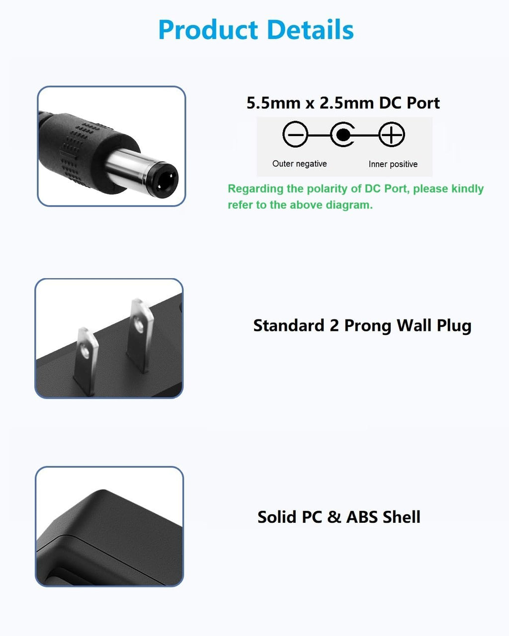 9V DC Power Supply 1A AC Adapter, 100-240V 50/60Hz to 9 Volts 1Amp Transformer, DC 9V Power Cord,【Tip Positive, 5.5mm x 2.5mm Plug】 & 10 Tips