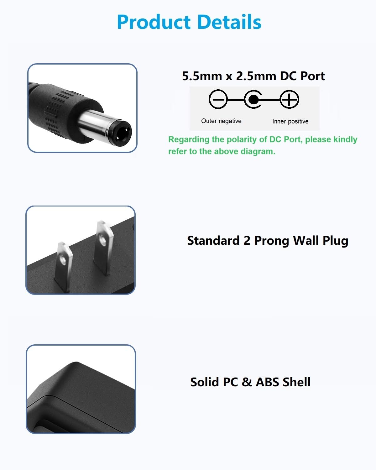 9V DC Power Supply 1A AC Adapter, 100-240V 50/60Hz to 9 Volts 1Amp Transformer, DC 9V Power Cord,【Tip Positive, 5.5mm x 2.5mm Plug】 & 10 Tips
