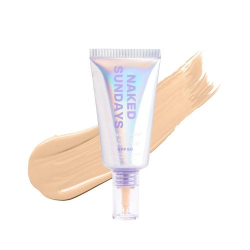 Naked Sundays BeautyScreen Peptide Foundation Tint - SPF 50 Tinted Sunscreen & Makeup | Lightweight Natural Coverage, 2.5 Light Neutral, 1.01 oz