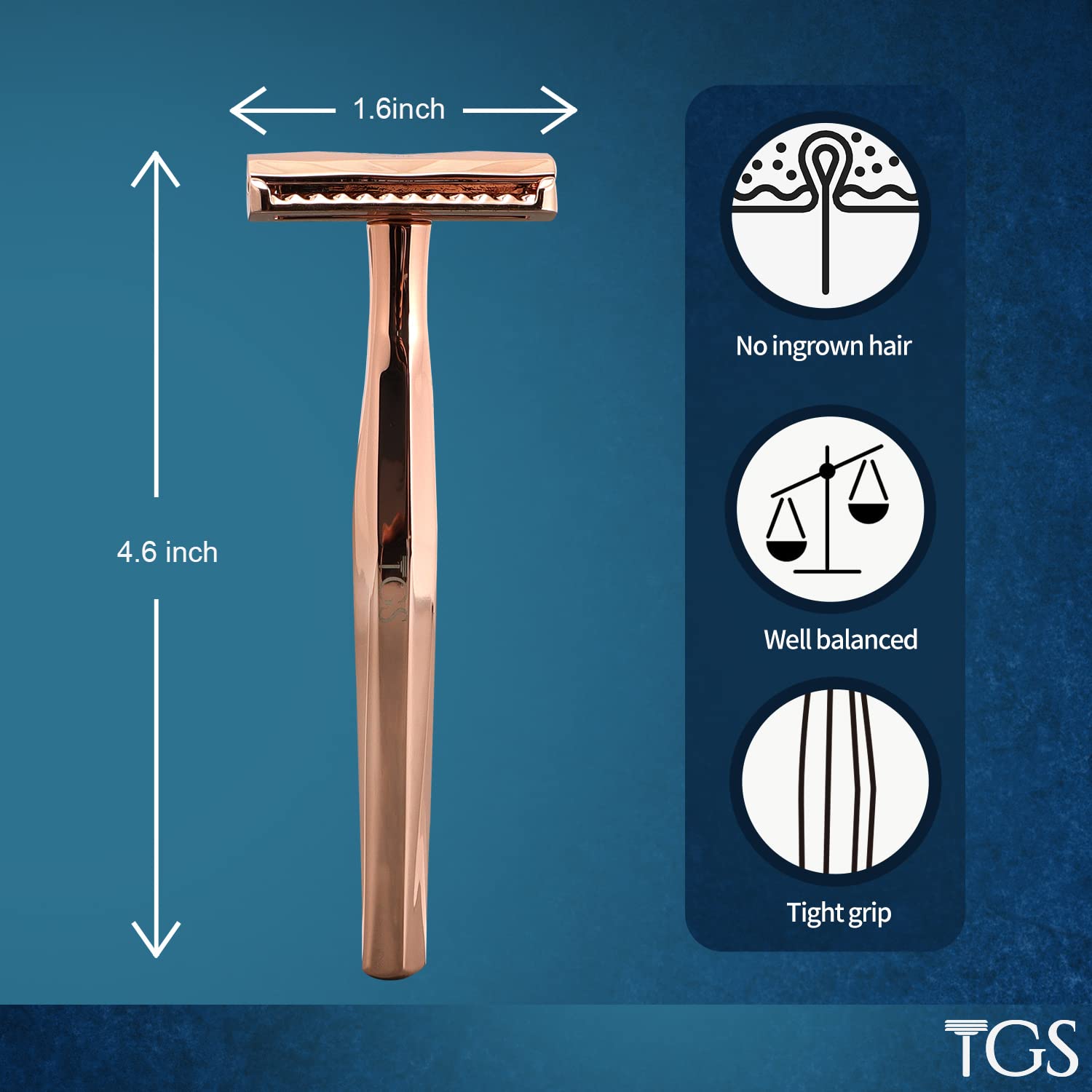 The Grooming Society Double Edge Safety Razor, Classic for Men and Women, Reusable Safety Razor, Metal Long Handle Safety Razor, 10 Blade Refill