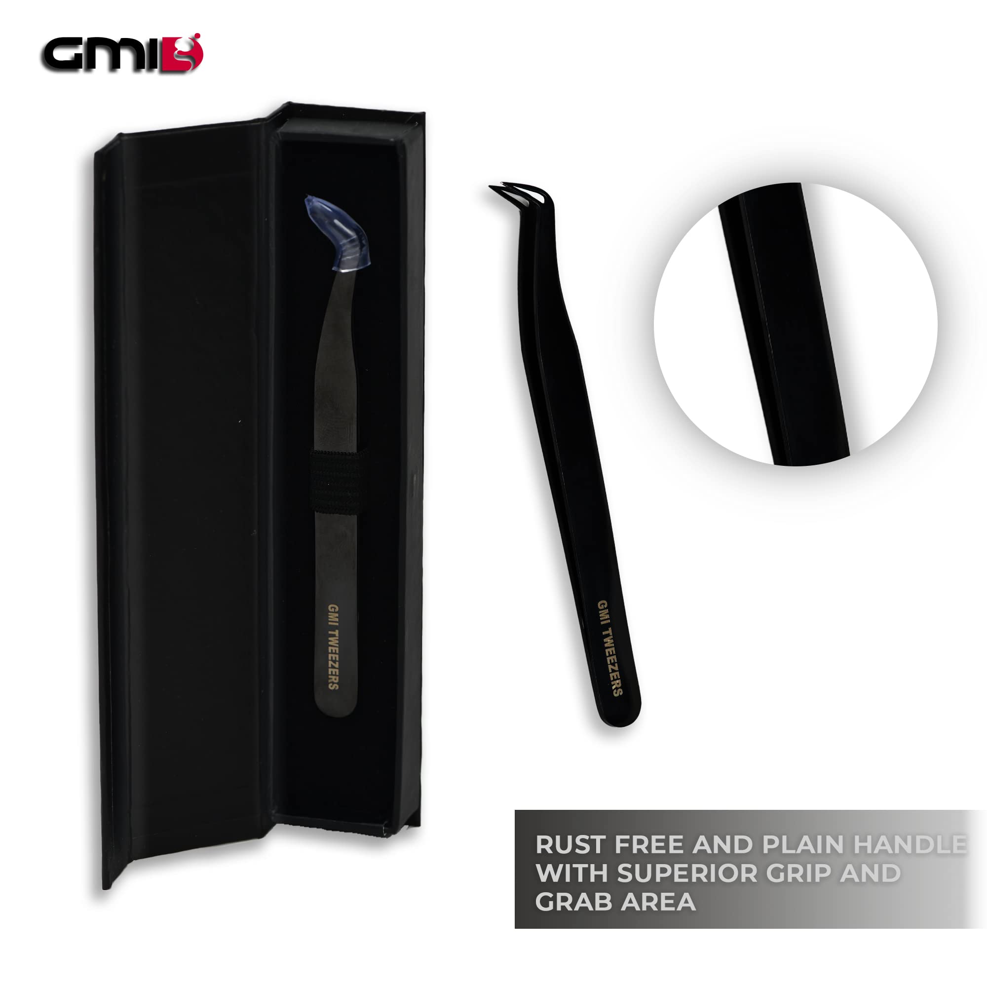 GMI Tweezers - Eyelash Extension Tweezers - Stainless Steel Lash Extension Tweezers - Eyelash extension kit - Lash tweezers for Eyelash Extensions - L-Shaped.
