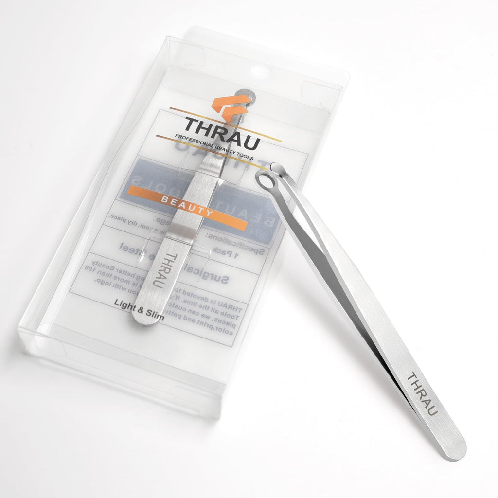 THRAU Nose Hair Trimmer for Men & Women, Stainless Steel Facial Hair Remover for Ear, Eyebrow and Beard, Round tip Trimming Tweezers, Body Grooming Kit