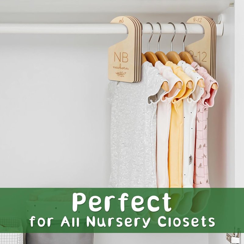 Baby Closet Dividers - Wooden Size Organizers for Newborn to Toddler | Double-Sided Gender Neutral