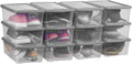 Sterilite 6 Quart Clear Storage Bins - Stackable Plastic Latching Boxes with Lids | Grey, 12 Pack