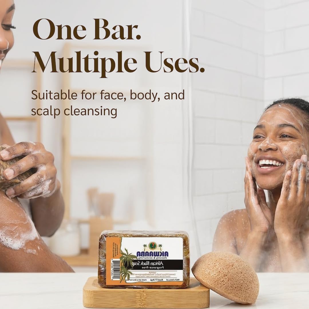AKWAABA African Black Soap | Honey | Bar Soap | 4 oz | For Face & Body