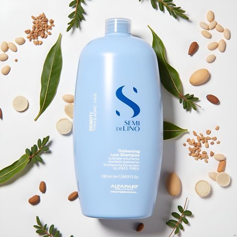 Alfaparf Milano Semi Di Lino Density Shampoo - Sulfate-Free Hair Thickening Formula - Gentle Cleanser with Filler Complex - Protects & Hydrates for Long-Lasting Color (33.8 Fl Oz)