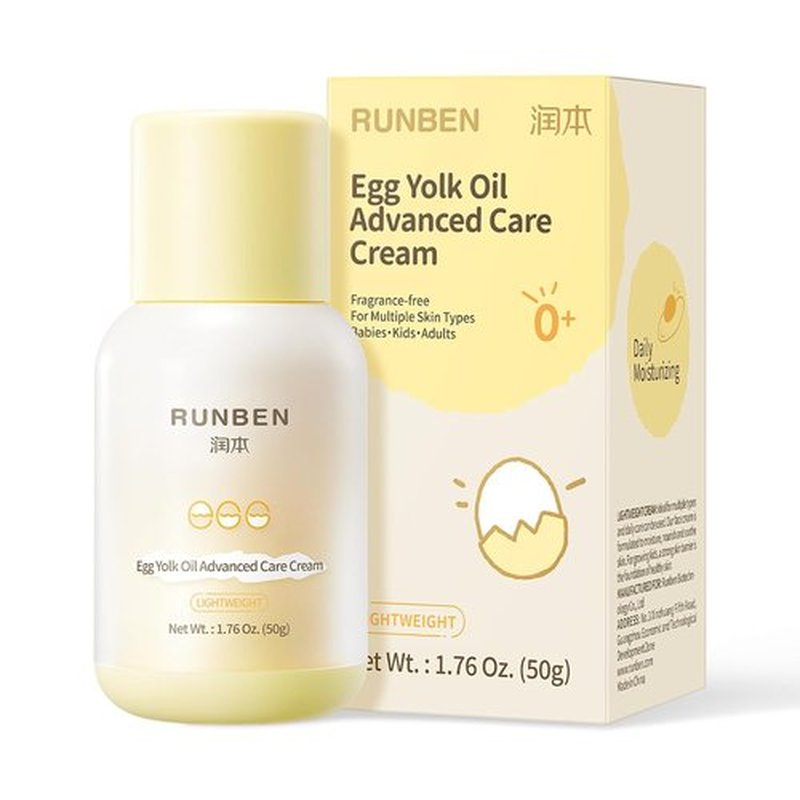 RUNBEN Baby Face Cream - 48H Deep Moisturizing with Egg Yolk Oil | Gentle, Non-Greasy Lotion for Dry & Sensitive Skin, 1.76 oz