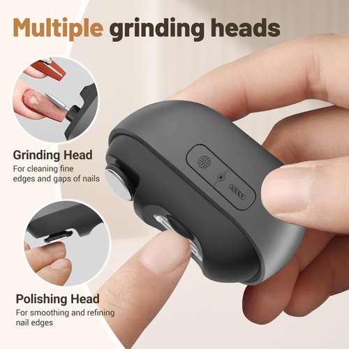 Electric Nail Clipper, Upgraded 3 in 1 Electric Polishing Automatic Nail Clippers with Magnetic Lid USB Rechargeable ，Portable Smart Nail Clipper for Thick Toenails Seniors, Adults (Gray)