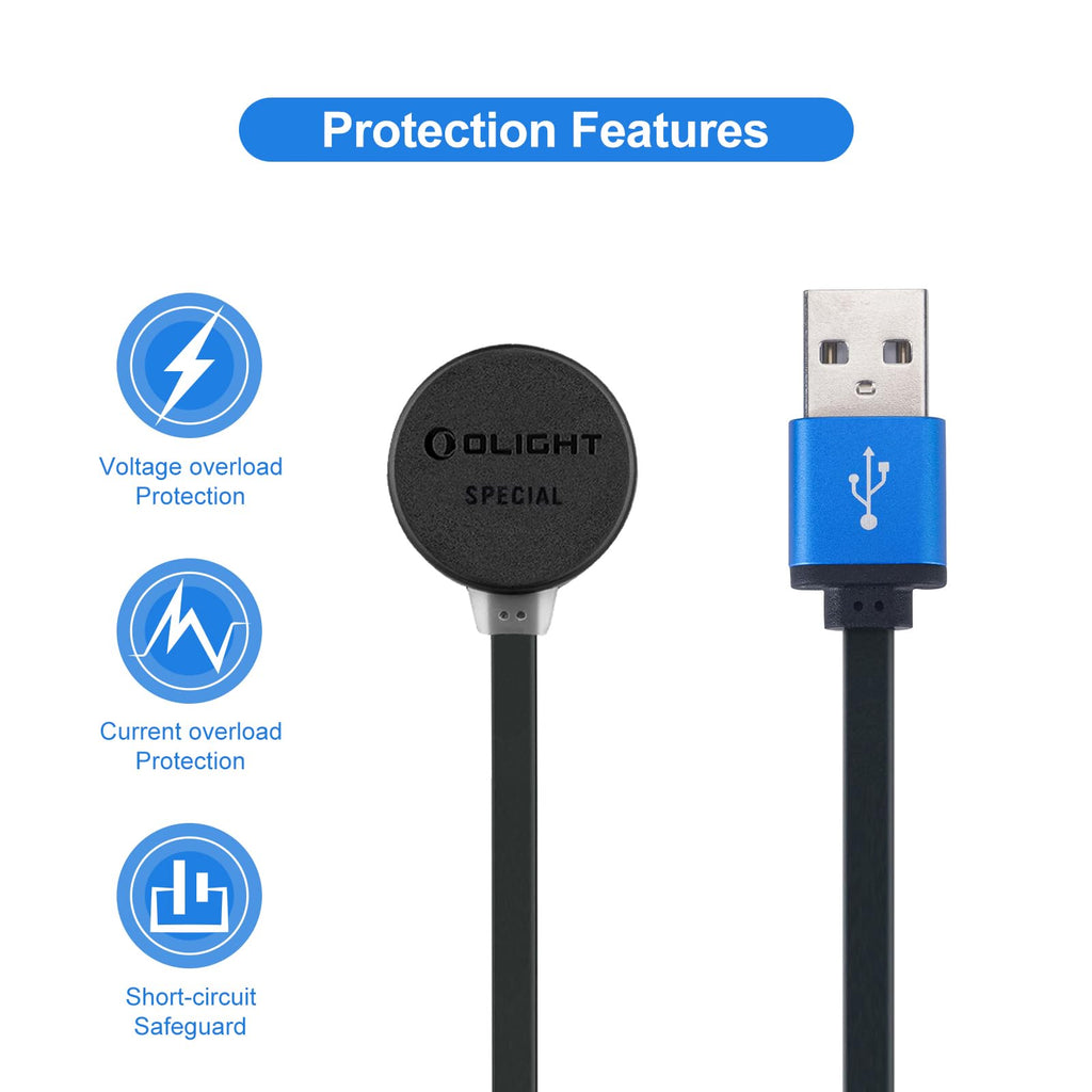 OLIGHT MCC 3 Charger in Black Upgraded Smart Magnetic Charging Cable Only Suitable for Odin/OdinMini/OdinS/PL-Mini3/PL-Pro/Baton3 Series/Warrior Mini2/Perun2/Seeker3pro/Warrior 3s/Baldr Pro R/Arkfeld