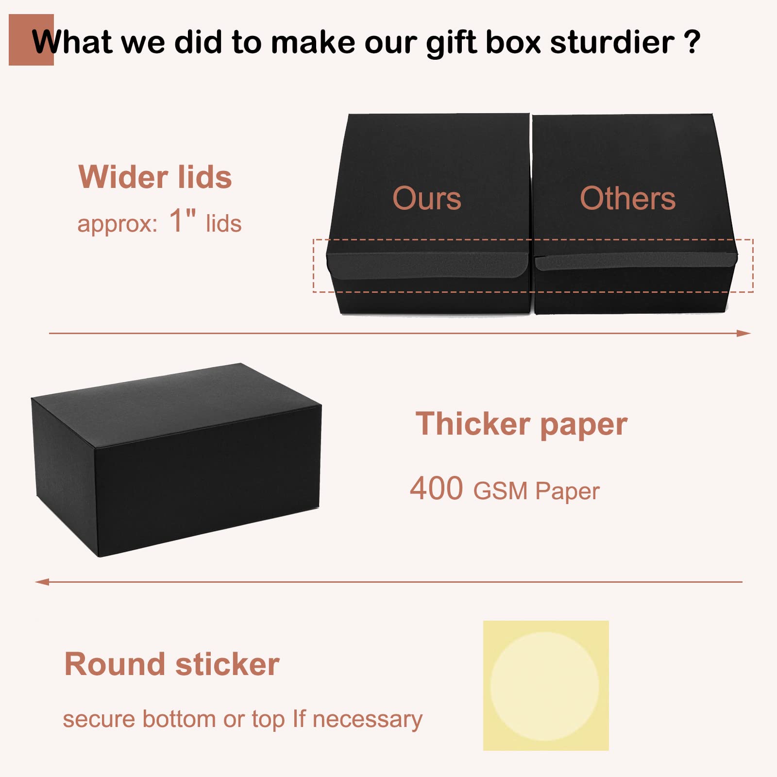 Mcfleet Black Gift Boxes with Lids 9x6x4 Inches 10 Pack Groomsmen Proposal Cardboard Craft Gift Box for Christmas, Wedding, Graduation, Holiday, Birthday Presents Packaging