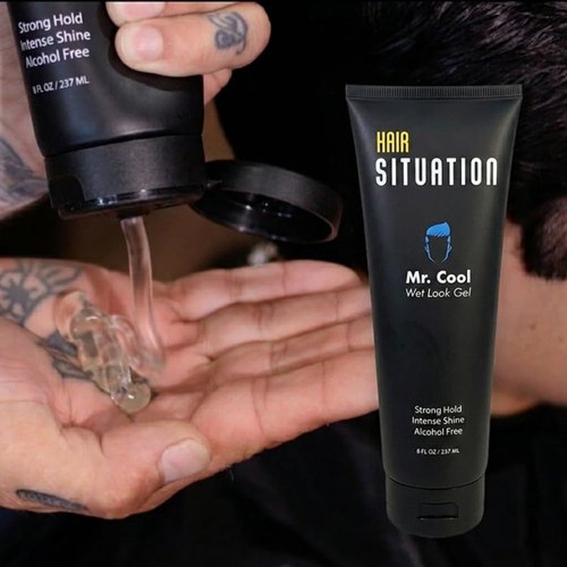 Mr. Cool Hair Gel - Strong Hold Wet Look with High Shine | Anti-Humidity & Frizz Control, 8 Fl Oz
