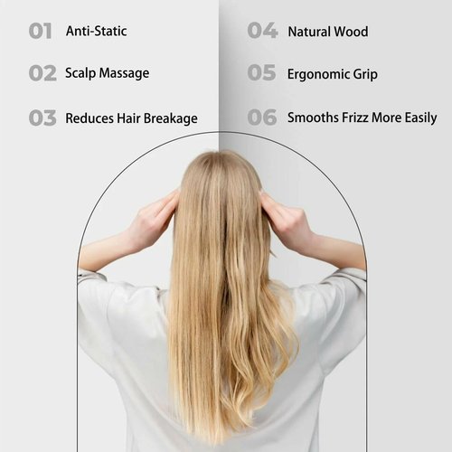 Letyvba Wooden Comb Set – Fine, Medium & Wide Tooth Anti-static Wooden Hair Combs for Curly, Wet, Long Hair