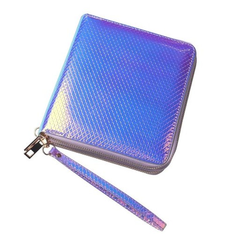 FingerAngel 120 Slots Nail Stamping Plate Holder Case Laser Style Rectangular Manicure Nail Art Plate Organizer with Double Zipper Nail Template Case (C)