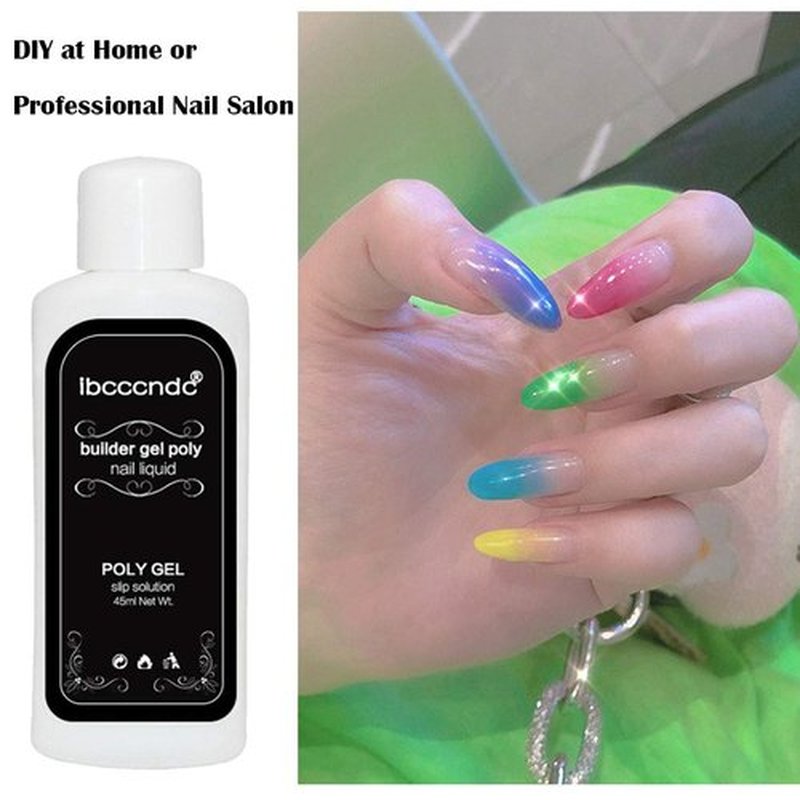 Slip Solution Poly Gel, Quick Nail Poly Gel Slip Solution with Brush + Crystal Cup, Nail Extension Kit Acrylic Liquid Poly Gel Slip Solution for Nails Art DIY