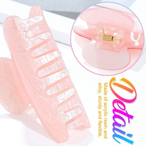 CAKURE Claw Clips Pink Hair Clips Acrylic Hair Claw Clips Hair Accessories for Women and Girls (Pack of 2) (e-beige&pink)