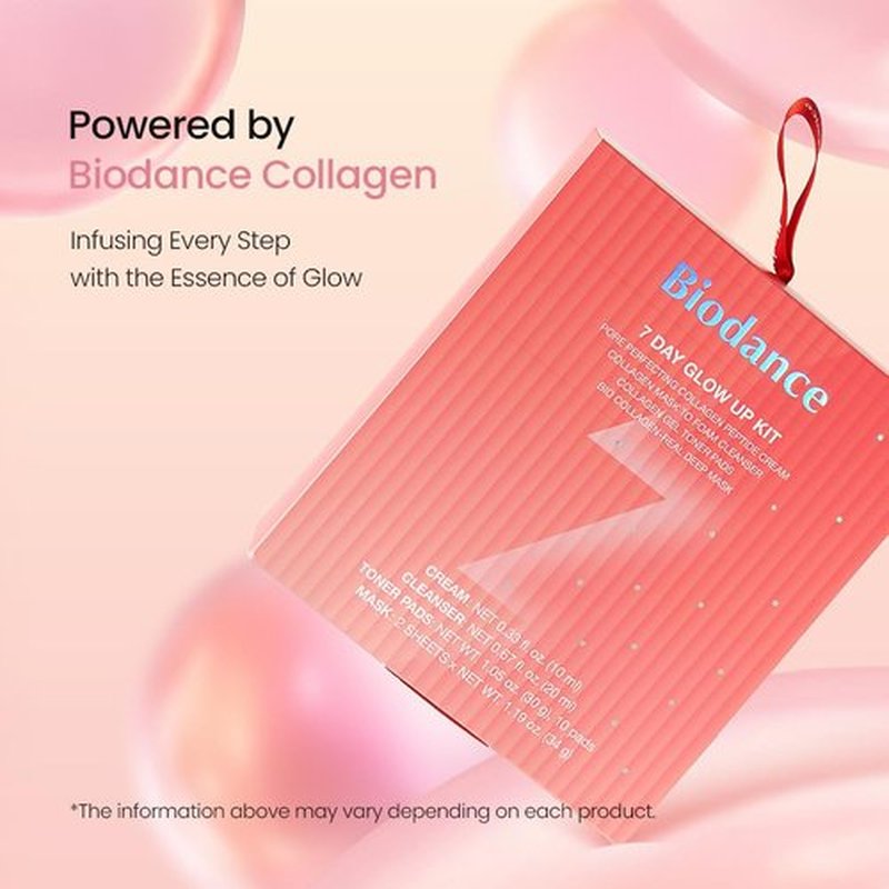 BIODANCE 7 Day Glow Up Kit: Collagen Gift Set for Glass-Skin, Korean Skin Care with Mask to Foam Cleanser, Toner Pads, Moisturizer, Gel Masks, All-in-One Skin Care Set
