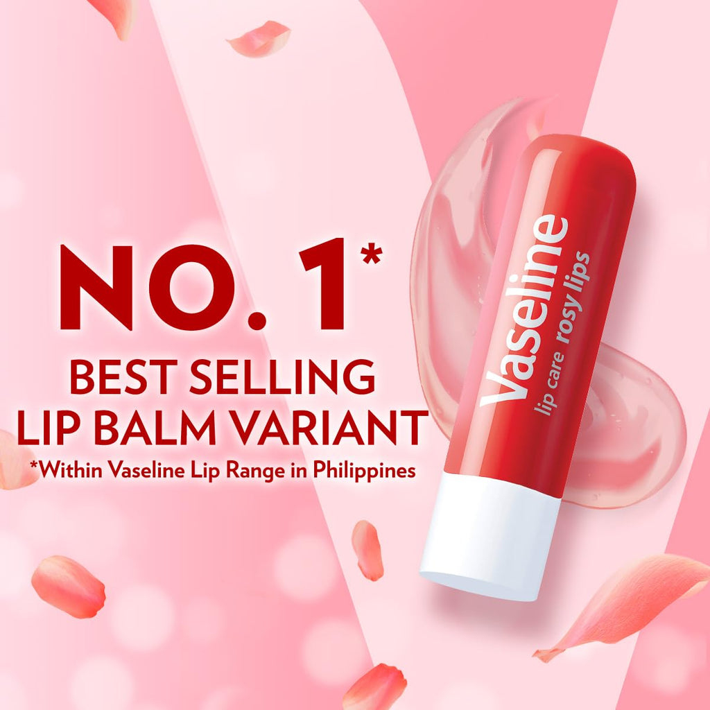 Vaseline Lip Therapy - Rosy Lip Balm for Fast-Acting Nourishment | 3-Pack of 0.16 Oz Each