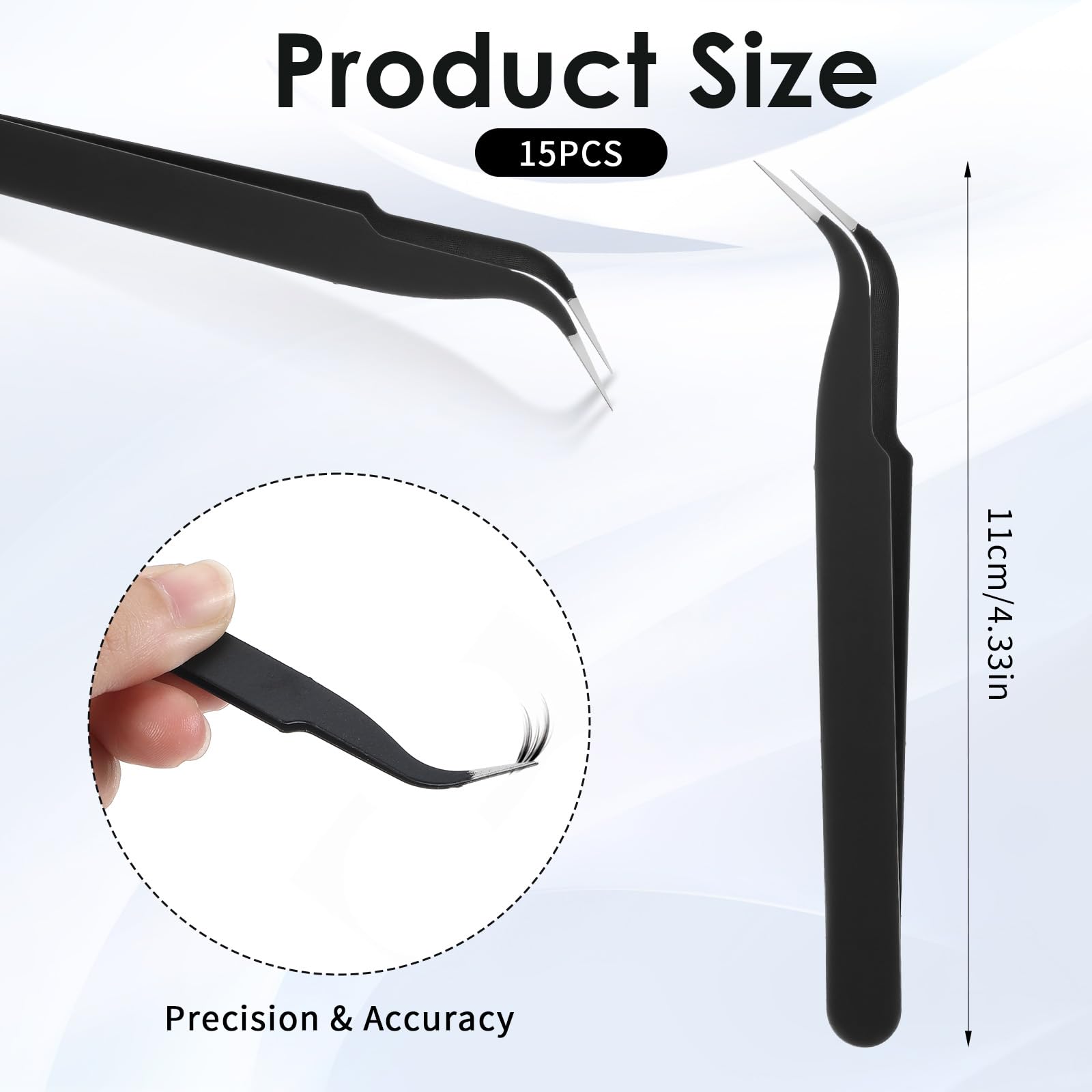 10 Pcs Tweezers for Crafting, Stainless Steel Curved Craft Tweezers, Black Sticker Tweezer Kit Multipurpose Precision Tweezer for DIY Jewelry Making, Scrapbooking, Eyelash Extension