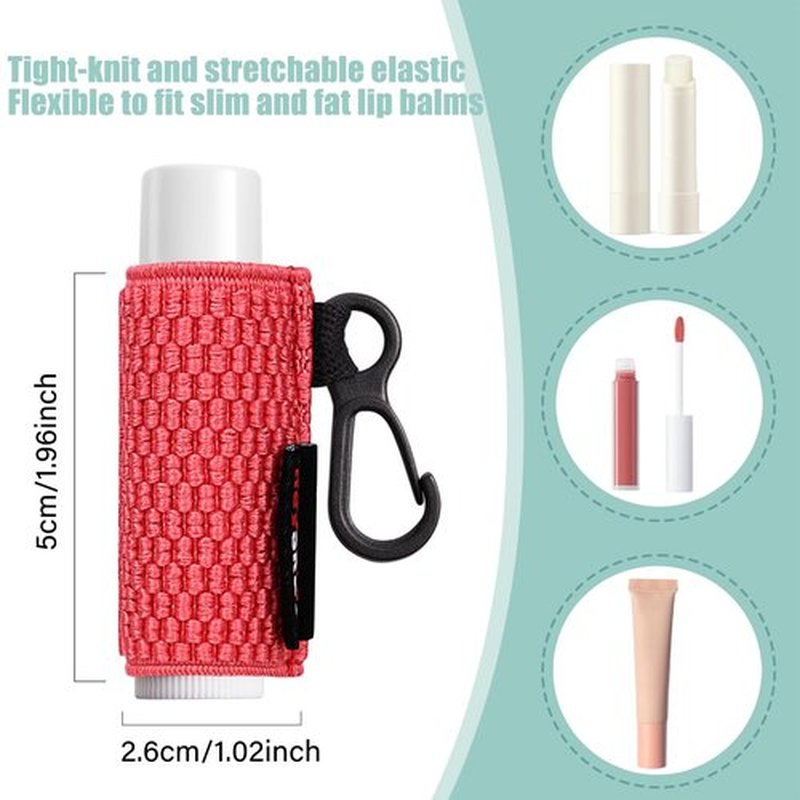 HEYSKAY 10PCS Lip Balm Holder Sleeves Keychain Compact Clip On Lipstick Holder Chapstick Holder Lip Gloss Holder Keychain Chapstick Elastic Sleeves