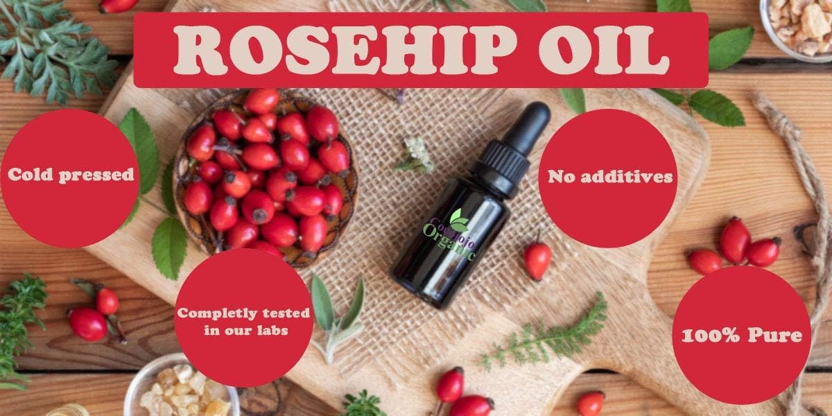 cocojojo Rosehip Oil for Face, Rose Oil for Face, Rose Hip Oil for Face, Rosehip Oil, Pure refined Cold Pressed All Natural for Hair Skin Face Body Nails Pure Oil - 32 Oz