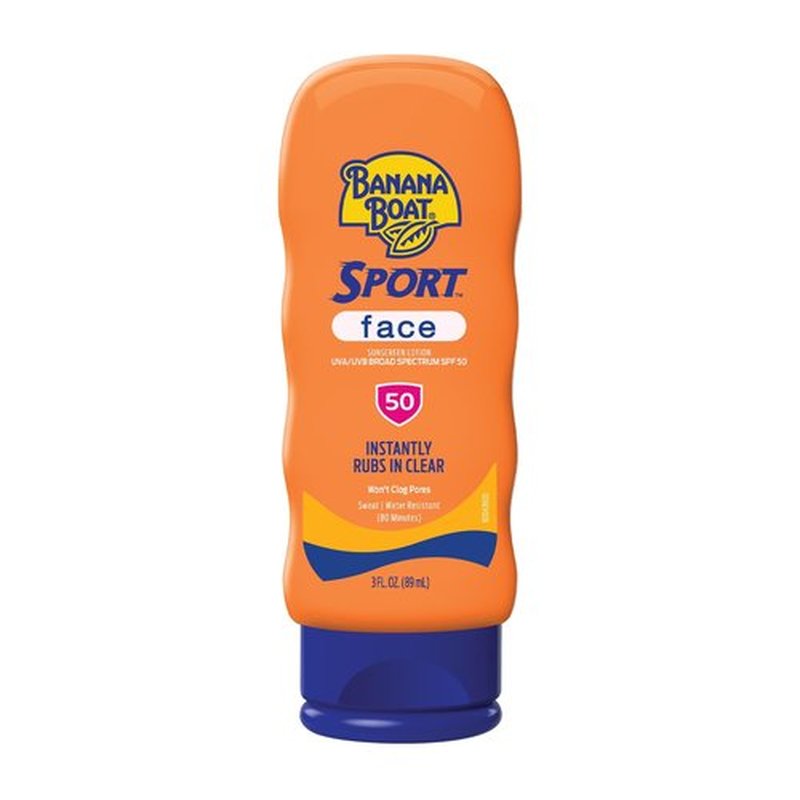 Banana Boat Sport Sunscreen for Face, SPF 50, 3Fl Oz, Banana Boat Sunscreen SPF 50, Travel Size, Sunblock, Mini Sunscreen for Dry Skin Face, 3Fl Oz