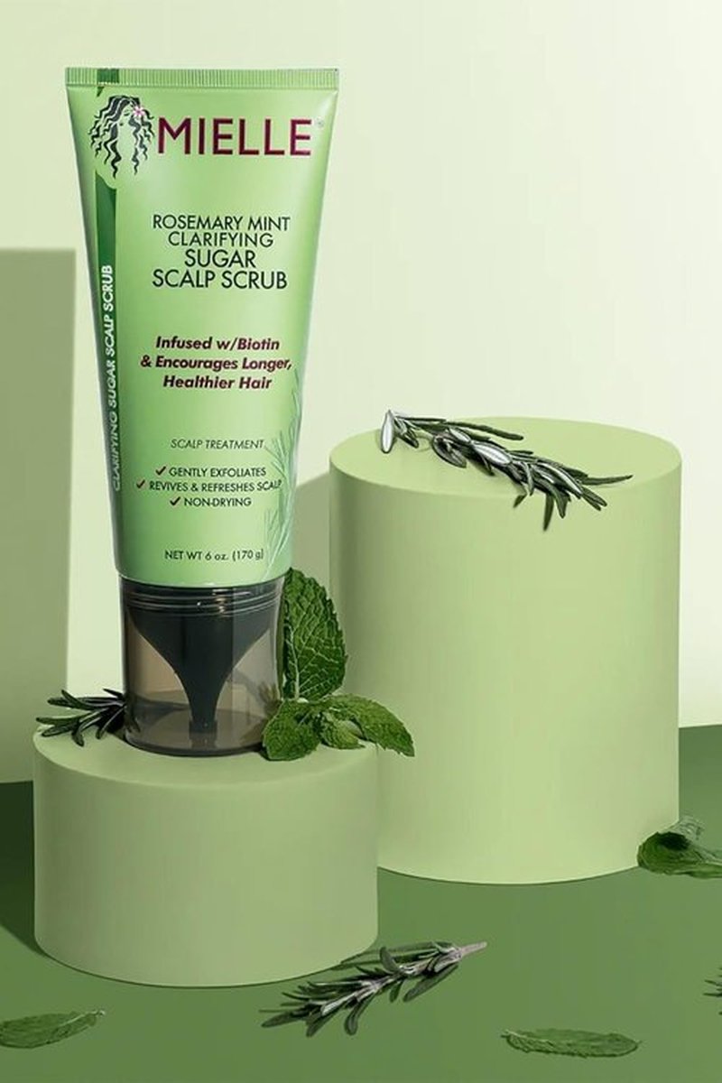 Mielle Organics Rosemary & Mint Scalp Scrub - Gentle Exfoliating Pre-Shampoo Treatment | Biotin Infused, 6 Fl Oz