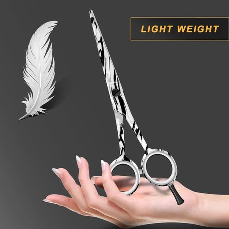 BEAUTICONE ® Hair Cutting Scissors - High Carbon SS 6.5" Professional Barber-Grade Salon Shears with Serrated & Razor Edge - Black Premium Gift Box with Leather Pouch & Extra Accs - Ultra Lightweight