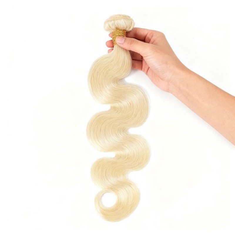 613 Blonde Bundles Human Hair Body Wave 24 inch, 16A Quick Weave Bundles Human Hair Sew in Extensions 100% Real Human Hair No Synthetic Blend, Double Weft, Triple Lifespan 3X, Can Be Dyed