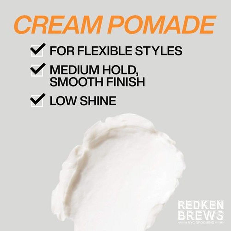 Redken Brews Cream Pomade For Men - Medium Hold With Natural Finish | Perfect For All Hair Types